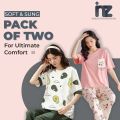 Pack of 2 Nightwear Sets for Girls & Women – Avocado & Floral Printed Pajama Sets – Summer Cotton Jersey Lounge Wear – Soft & Breathable Sleepwear – Mom & Daughter Matching Sets – Sizes 7 to 14 Yrs & S to XL – Relax Fit Two-Piece Combo. 