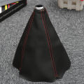 motor tool Black PVC Leather Gear Manual Shifter Shift Boot W / Blue Stitch Universal 4 (Red). 