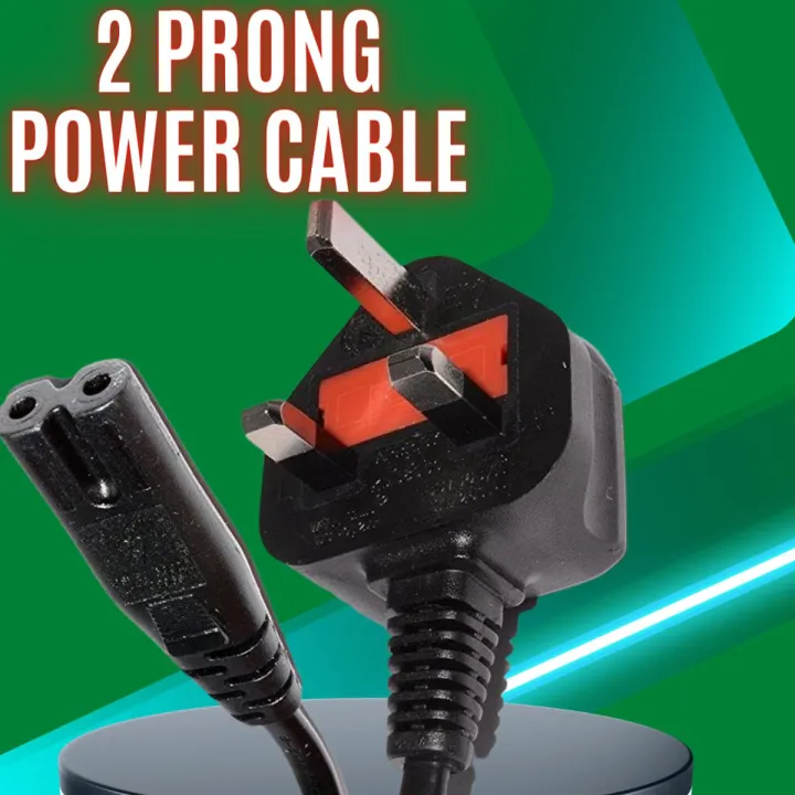 Power Cable Kettle Lead 2 Pin for Samsung / LG / HP LED LCD Smart TV Monitor Power Cord, Sony PlayStation 2 / 3 / 4 (PS2 / PS3 / PS4), Xbox One X, Slim Edition