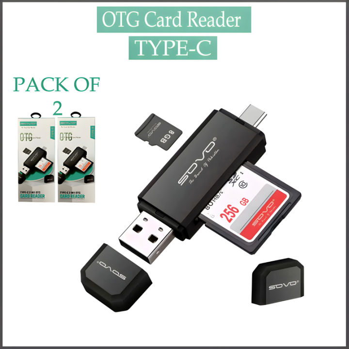 Card Reder Paci Pack Of 2 SOVO 2 In 1 OTG Card Reader MICRO And TYPE C | Daraz.pk