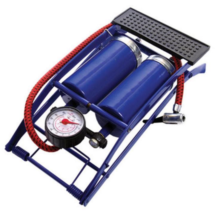 Double Cylinder Portable Foot Pump Air Tyre Inflator with Pressure Gauge for Car Tyres, Bicycle Tyres, Bike Tyres, Motorcycle Tyres, Balls, Air Mattress Inflators Note random color will be delivered