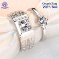 2 Pcs Adjustable Couple Rings set Gift for Girls With Box and Boys Silver Cuple Rings Pair Simple resizable. 