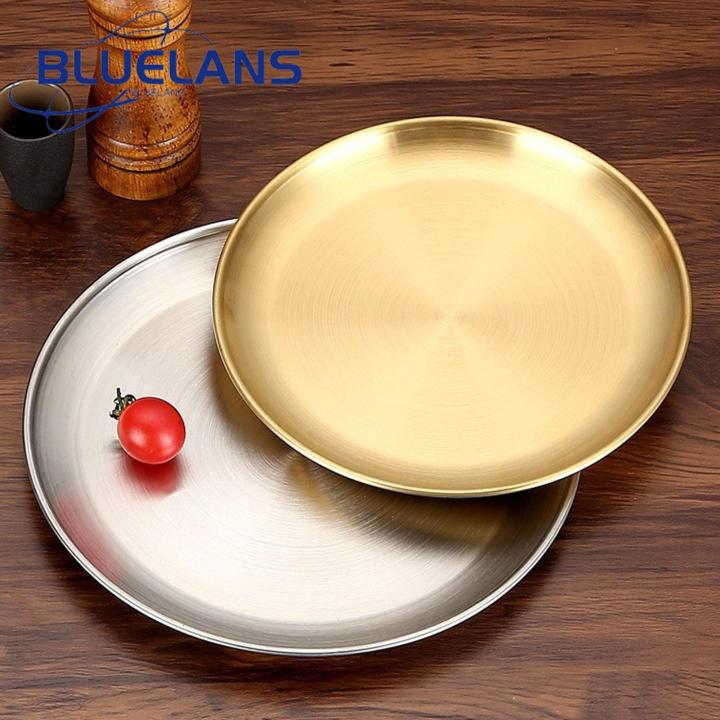 Salad Plate Premium Stainless Steel Dinner Plates Durable Round Salad Serving Plate for Home Kitchen Bbq Quality Tableware for Barbecue Plate