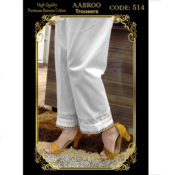 TROUSERS%20For%20Ladies-Summer%20Pure%20Breeza%20Cotton%20Trousers%20for%20Women%20Girls%20White%20&%20Black%20D514%20-%20Image%203