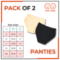 Twin Shop Pack of 2 Underwear Panties for Girls Women Soft Cotton Silk Panties for Girls Black-Skin Color. 