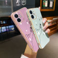 JIUMOO For OPPO A3s Case Thin Side Edge Square New Design Phone Cases Plating Pattern Simple Line Astronaut Casing Full Back Cover Camera Protection Shockproof Softcase. 
