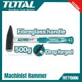 TOTAL 500g Drop-Forged Hammerhead Machinist Hammer with Unique Design Fiberglass Handle THT715006. 