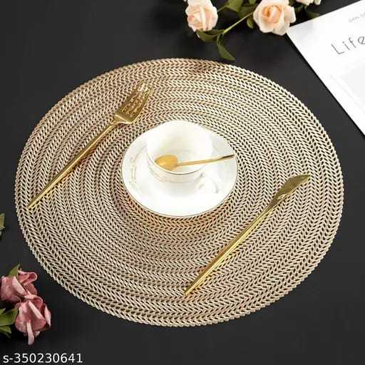 2/4/6 PVC Placemats & Coaster Golden Color Geometric Hollow Out Rose Flower Non Slip Dining ...
