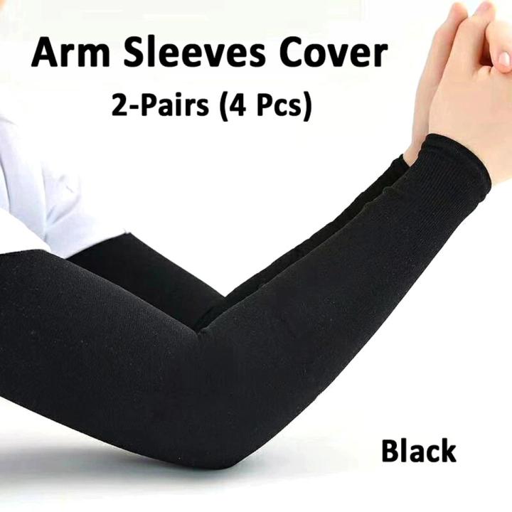 Free Size Two Pairs (4Pcs) Winter Protection Arm Sleeves Protects from Wind Dust During Driving or Traveling in Black and White
