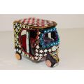 Miniature Rickshaw Model- Glass Work Table Decor Handcrafted Mirror work rickshaw handmade truck art miniature rickshaw design wall decoration Souvenir of Pakistan. 