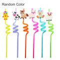 4 pcs Reusable straws for kids ANIMALS\ZOO\EMOJI smiles\FRUITS  shape spiral drinking straw mix collection. 