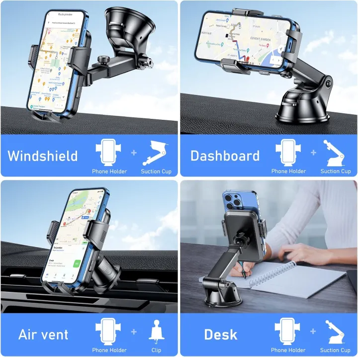 Blukar%20Car%20Phone%20Holder,%20Adjustable%20Car%20Phone%20Mount%20Cradle%20360%C2%B0%20Rotation%20-%204%20in%201%20Strong%20Suction%20Phone%20Holder%20for%20Car%20Dashboard,%20Windscreen,%20Air%20Vent%20-%20One%20Button%20Release%20for%204.0%20to%206.7%20inch%20Phones%20black%20-%20Image%202