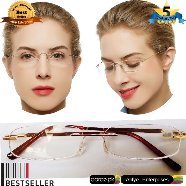 Optical Three Piece Glasses  +3.00 Eye Sight Reading Glasses - Rimless Frame - With Case