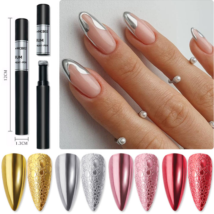 Solid Mirror Powder Air Cushion Magic Pen Nail Art Glitter Chameleon Chrome Pigment For Decorations UV Gel Polish Dust Accessory