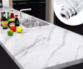 60*200 cm Original Kitchen Marble Sheet Self Adhesive Black & White Marble Sheet for Kitchen  Anti Oil Water Proof & Heat Resistant Sheet For Countertops Wall Sticker DIY Sheet Wall Paper PVC Decorative Sheet. 