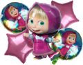 MASHA AND THE BEAR FOIL BALLOON SET ( PACK OF 5 FOIL BALLOONS ). 