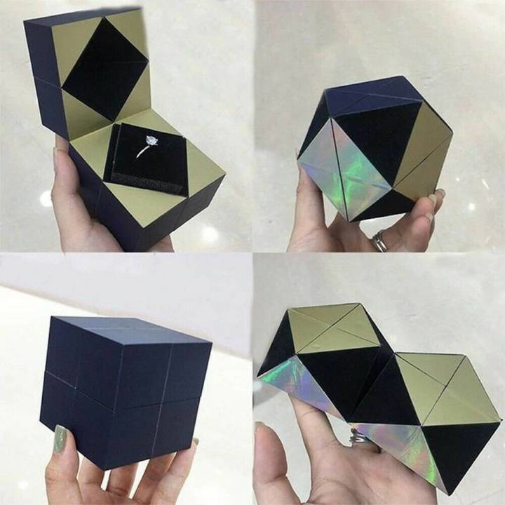 Rubik's Cube Box Net Red Proposal Rubik's Cube Ring Box Douyin Same Gift Jewelry Storage Box brand new and high quality