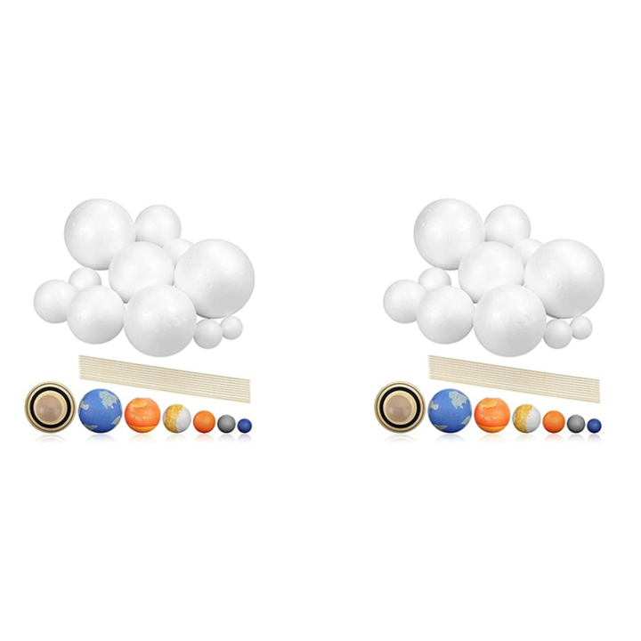 ZOROOM 2X Solar System Project Kit, PlanetModel Crafts 14 Mixed Sized Polystyrene Spheres Balls for School Science Projects