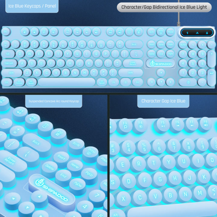 D500%20Punk%20Wired%20USB%20Mouth%20Back%20Light%20Keyboard%20for%20Gamers%20Mouse%20Pink%20Suit%20Blue%20Punk%20round%20Parts%20Word%20Transparent%20Key%20-%20Image%203