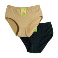 Pack of 2 Soft Jersey Cotton Blended Stuff Underwear Panties for Girls & Women For Casual And Specific Periods Briefs For Women's In Black Skin Colors. 
