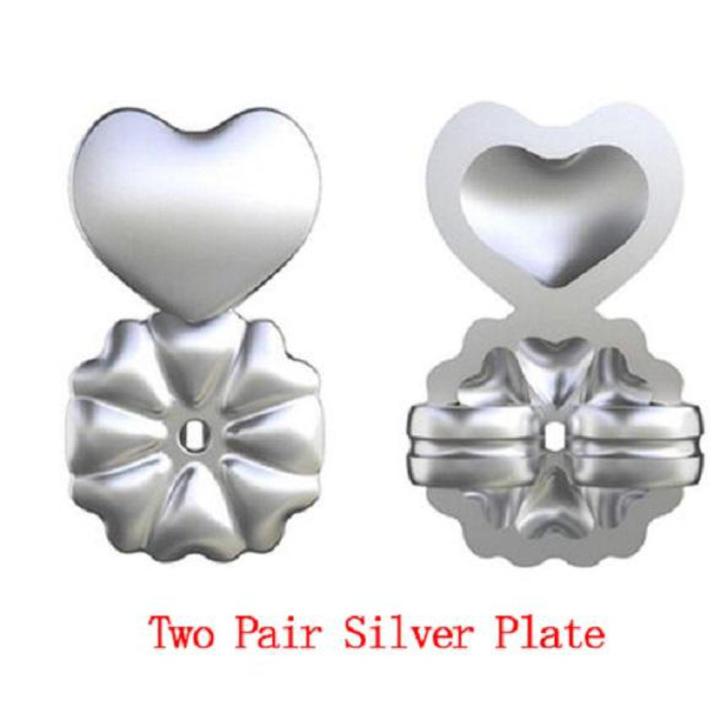【BestGO】2 Pair Fashion Silver Earring Backs Support Hypoallergenic Earrings Lift Lifters Fits
