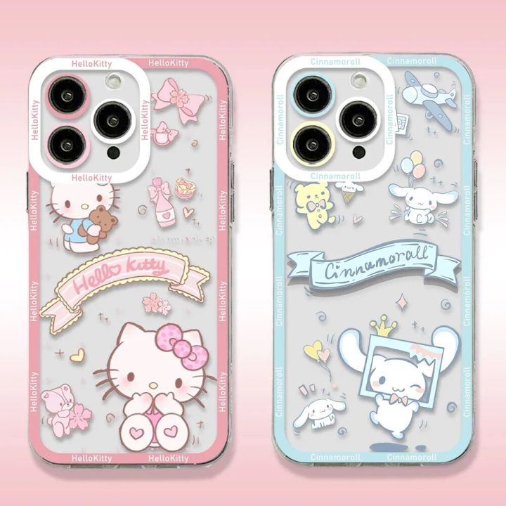 Sanrio Cinnamoroll Hellos Kitties Kuromi Phone Case For iPhone 15 14 13 12 Mini 11 Pro Max X XR XS Transparent Cover