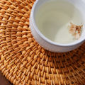 Natural Rattan Woven Placemat Round Table Mat Insulation Coasters Pot Coffee Placemats Pad Anti-Slip Table Mats Handicraft. 