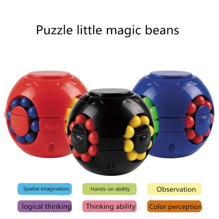 Little Magic Bean Toy, Rotating Speed Cube Beans Puzzle, Fidget Fingertip Gyro Spinning Tops Toy, Creative Decompression Toys, Puzzle Cubes Collection for Kids, Intellectual Game for Kids, Adult Stress Relief Game, Multicolor