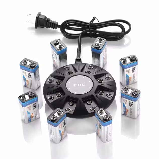 Ebl 9v Battery Charger For Lithium Ion Rechargeable Batteries 8 Bay