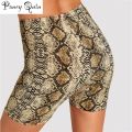 Fashion Leopard grid Print Women's shorts cycling Casual Snake Print Women cycling High waist shorts femme. 