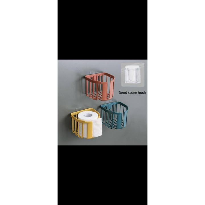 SELF ADHESIVE WALL PLASTIC TOILET PAPER HOLDER B.A MIX/RANDOM COLORS
