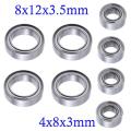 8PCS Ball Bearings Set 4x8x3mm 8x12x3.5mm For WLtoys 1/18 A949 A959 A969 A979 A959-B A969-B RC Car Replacement A949-33 A949-36. 