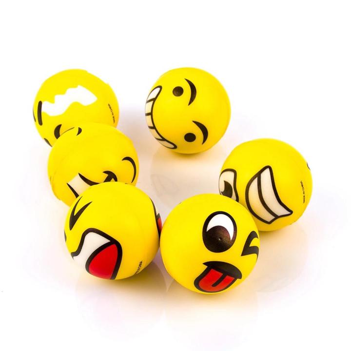 Pack of 6 Foam Stress Ball - Smilly Foam Balls - Stress Relief