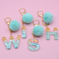 Key Chain Anti-yellowing Initial Fluffy Ball Alphabet Keychain. 