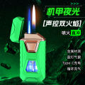New Internet Celebrity Voice-Controlled Induction Ignition Windproof Inflatable Double Fire Lighter Creative Personality Trendy Lettering Gift Men. 