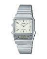 Casio General Vintage Mens Silver Resin Case Round Analog+Digital World Time, Stop Watch, Calendar, Multi-Function Silver Stainless Steel Bracelet Watch-AQ-800E-7A2DF. 