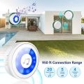 Dog Doorbell for Toilet Training, IP65 Waterproof Wireless Dog Bell, 2 Transmitters & 1 Receiver, LED Flash, 20 Melodies, 5 Volume Levels, 950ft Range (White, 1 Receiver, 2 Touch Buttons). 
