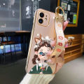 dienya For vivo v21e Case With Wristband New Design Phone Case For Girl Women Thin Pattern Fashion Cartoon Shockproof Plating Silicone Casing Full Cover SoftCase Protection Cases. 