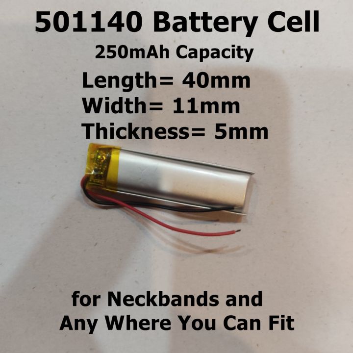 Lithium Polymer Battery Cell With 3.7V & 250mAh Capacity For Bluetooth Earphones And  any where you can Fit This Battery