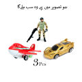3 Pcs Toys Deal - 1 Aeroplane 1 Soldier 1 Racing Car Toys Deals Set For Kids Boys Girls Baby - Pullback Vehicle. 