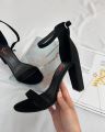 Women Fashion 3 Inches Block Heels Sandals Luxurious Fairy Style Glamour  Embellished Chunky Faux Suede Comfortable and Stylish for Any Occasion for Summer Black. 