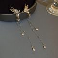 Korean Elegant Silver Color Butterfly Earrings Cute Tassel Ear Cuffs for Women Clip on Earring Fake Piercing Fashion Jewelry. 