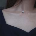 Trend Charming Dazzling Micro CZ Zircon  Butterfly Pendant Necklaces For Women Gift Choker  Silver Plated Jewelry. 