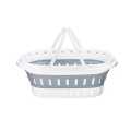 Collapsible Plastic Laundry Basket - Foldable Pop Up Storage Container/Organizer - Portable Washing Tub - Space Saving Hamper/Basket (White/Grey). 