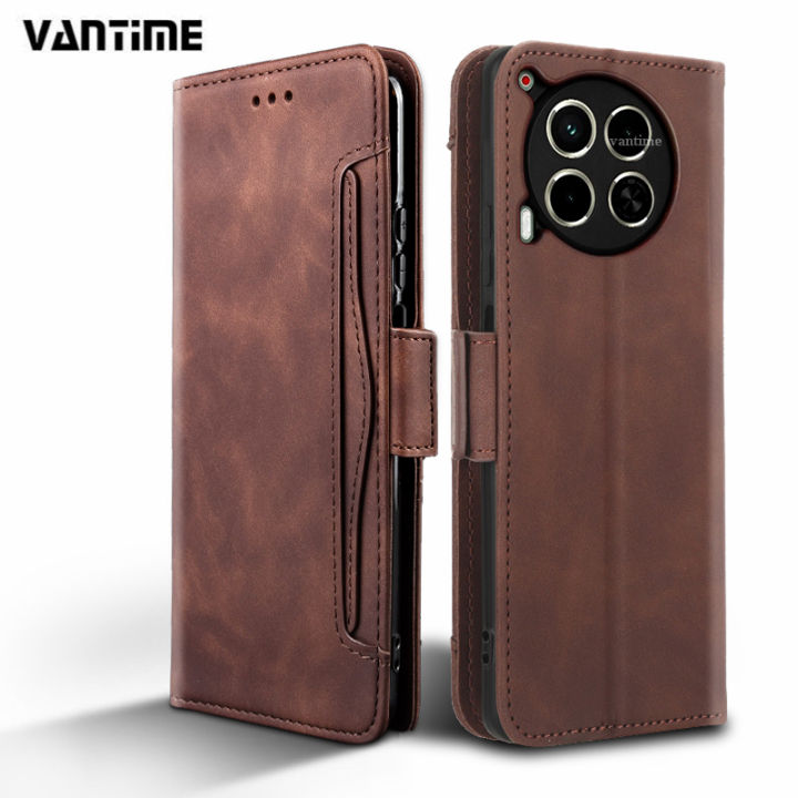 Vantime for Tecno Camon 30 4G 5G 2 in 1 Wallet Case Card Slot PU Leather Flip Stand Shockproof Cover