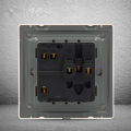 【Sunflower EGR】1PCS YT1801 Flush Receptacle Five hole socket+One Button Double Control Switch 86*86MM Outlet. 