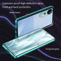 Biruiqu For VIVO V40 V40 Pro Magnetic Absorption Case Metal Frame Shockproof Double Sided Tempered Glass Magnetic Case Cover. 