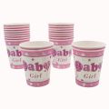 A LITTLE BABY GIRL PAPER CUPS - PACK OF 10 PAPER CUPS - BABY GIRL THEME CUPS. 