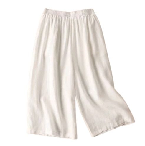 White Cotton Basic Trouser For Women