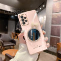 For Samsung Galaxy A33 5G Back Cover Bowknot Makeup Mirror Luxury 6D Plating Frame Shiny Cases Soft Silicone Square Protective Mobile Phone Case for Girls. 